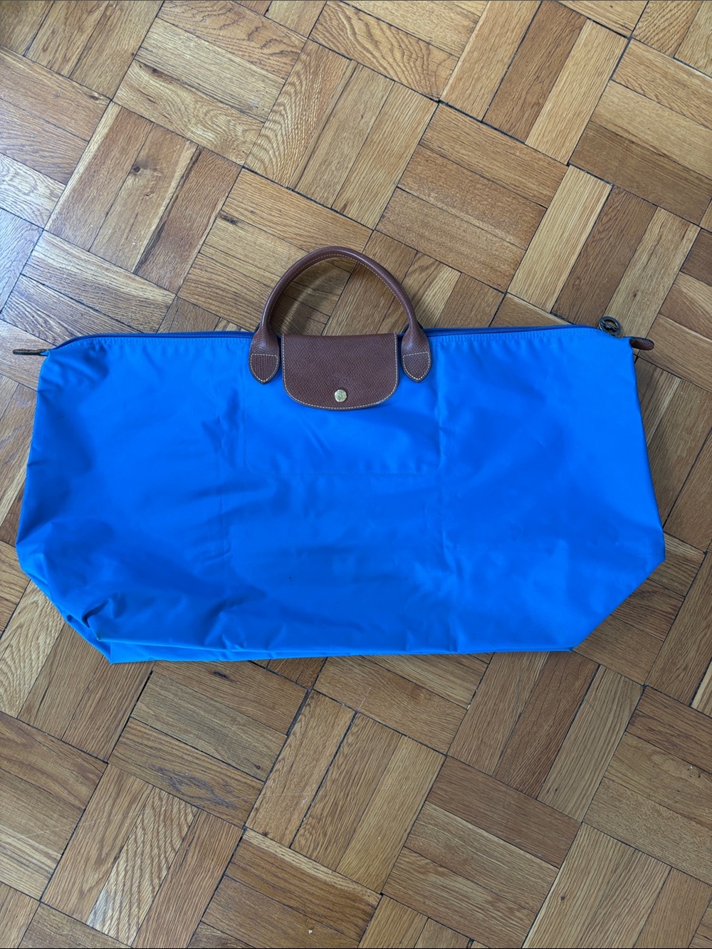 Longchamp Foldable Travel Tote in Bright Blue